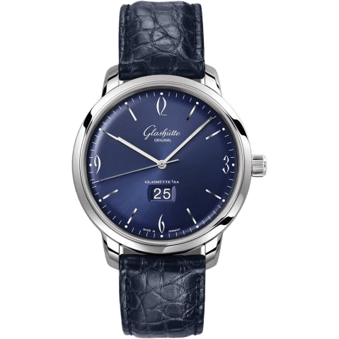 Glashütte Original Sixties Panorama Date Stainless Steel / Blue / Alligator / Pin 2-39-47-06-02-04