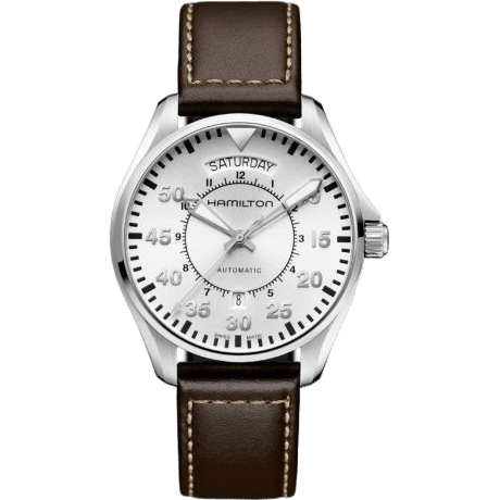 Khaki Pilot Day Date Auto 42 Stainless Steel / Silver / Strap