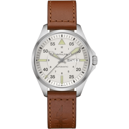 Khaki Aviation Pilot Day Date Auto 42 Stainless Steel / Silver