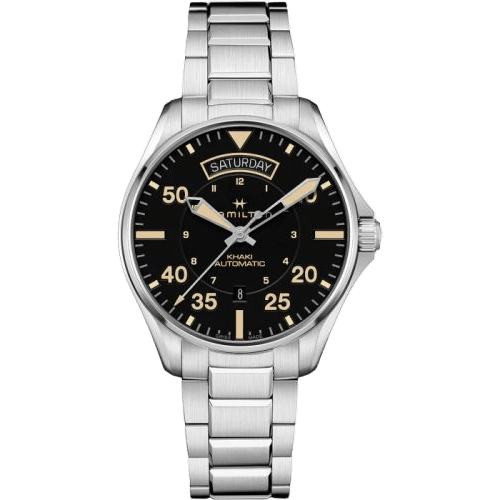 Hamilton Khaki Pilot Day Date Stainless Steel / Black / Bracelet H64645131