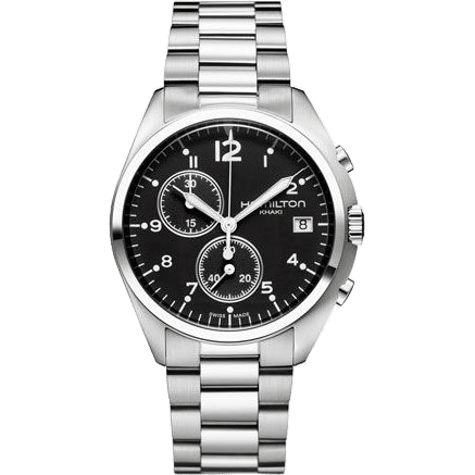 Hamilton Khaki Pilot Pioneer Chrono Quartz Stainless Steel / Black / Bracelet H76512133