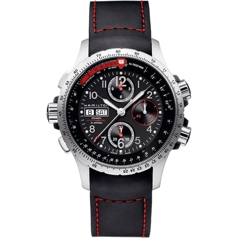 Hamilton Khaki Aviation X-Wind Automatic Black-Orange / Leather H77646833