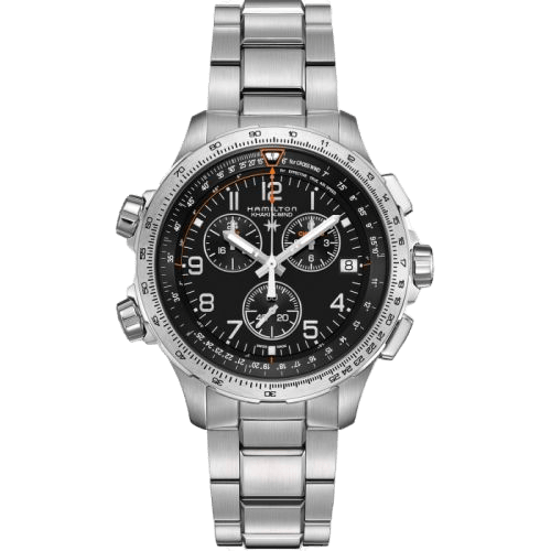 Khaki Aviation X-Wind GMT Chrono Quartz Black / Bracelet