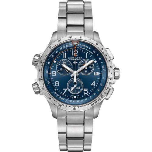 Hamilton Khaki Aviation X-Wind GMT Chrono Quartz Stainless Steel / Blue / Bracelet H77922141