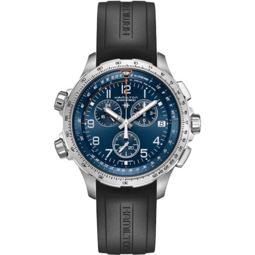 Hamilton Khaki Aviation X-Wind GMT Chrono Quartz Stainless Steel / Blue / Rubber H77922341