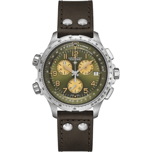 Khaki Aviation X-Wind GMT Chrono Quartz Stainless Steel / Green