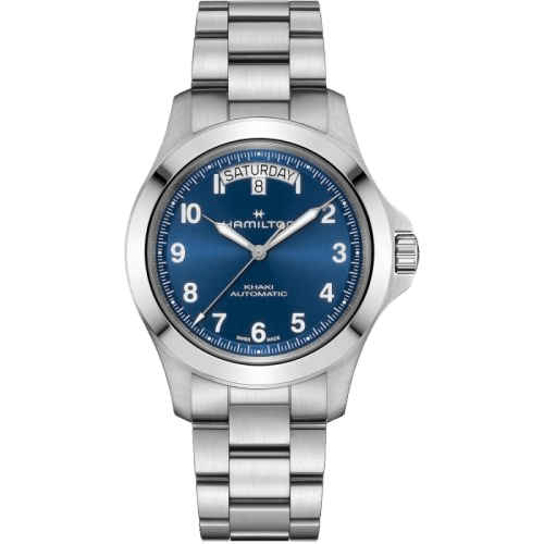 Khaki Field King Day-Date 40 Stainless Steel / Blue / Bracelet