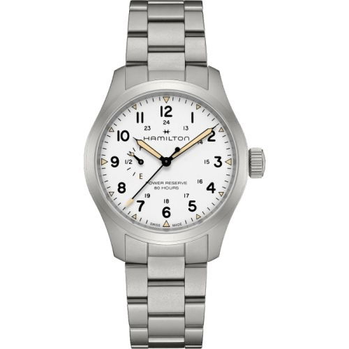 Khaki Field Mechanical Power Reserve Stainless Steel / White / Bracelet