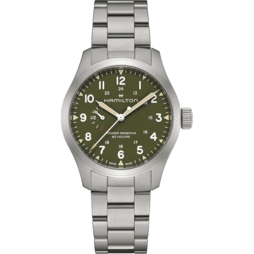 Hamilton Khaki Field Mechanical Power Reserve Stainless Steel / Green / Bracelet H69509160