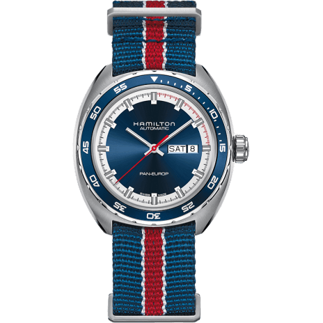 Hamilton Pan Europ Day Date Auto Stainless Steel / Blue H35405741
