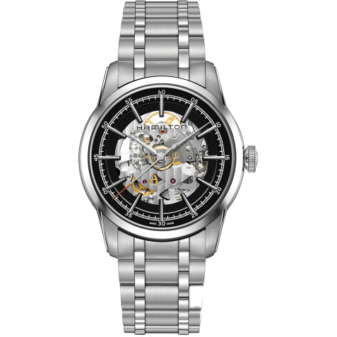Railroad 42 Skeleton Auto Stainless Steel / Black / Bracelet