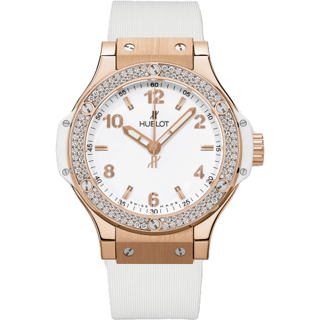 Big Bang 38 Quartz Red Gold - Diamond / White / Rubber