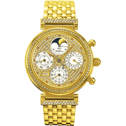 IWC Da Vinci Perpetual Yellow Gold / Diamond / Paved / German / Bracelet IW9253-05