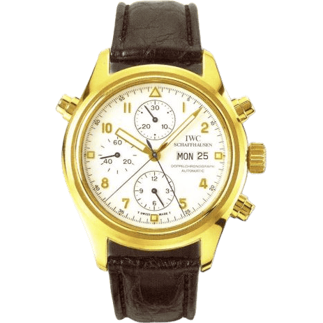 Pilot's Watch Doppelchronograph Yellow Gold / White / French / Strap