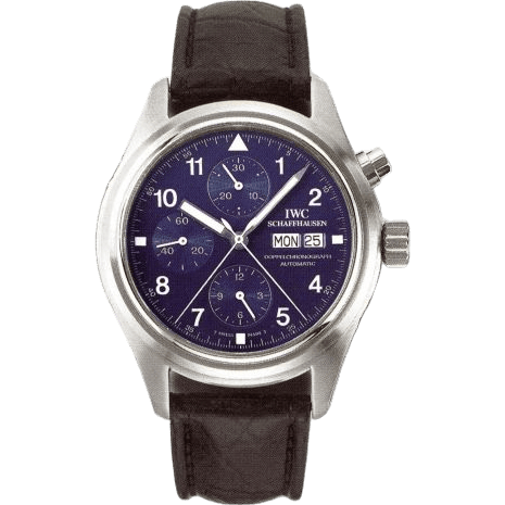 Pilot's Watch Doppelchronograph Platinum / Blue / English / Strap