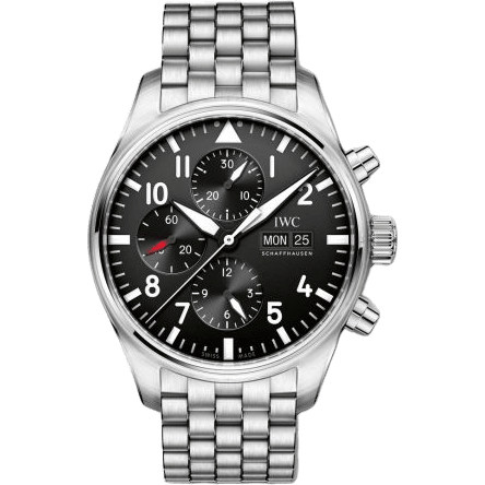 IWC Pilot's Watch Chronograph Stainless Steel / Black / Bracelet IW3777-10