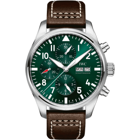 IWC Pilot's Watch Chronograph Stainless Steel / Racing Green / Calf IW3777-26