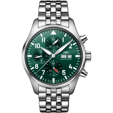 IWC Pilot's Watch Chronograph Stainless Steel / Green / Bracelet IW3780-06