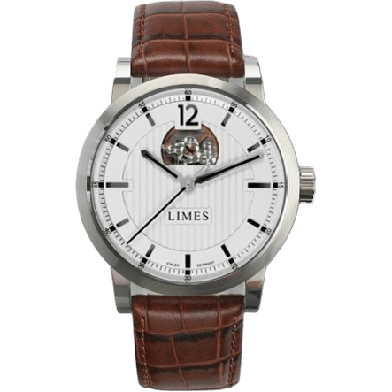 Chyros Balancier Visible - Silvered / brown leather strap