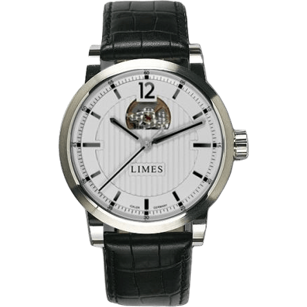 Chyros Balancier Visible - silvered / black leather strap (Croco)