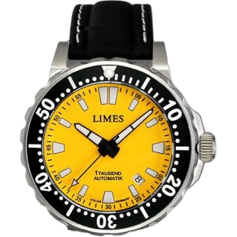 1Tausend Automatic Yellow - Leather strap