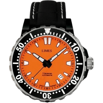 1Tausend Automatic PVD Orange - Leather strap