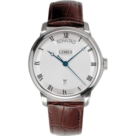 Pharo DayDate - silvered / brown leather strap