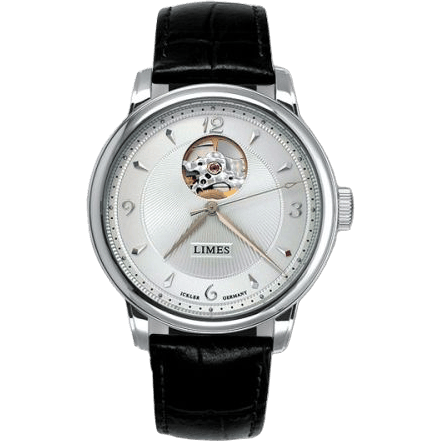 Pharo Open Balance - Silvered / black leather strap