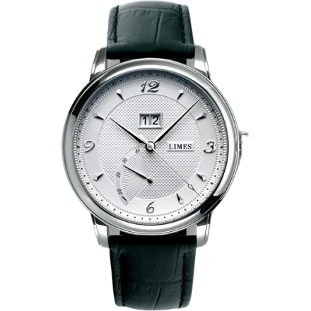 Pharo BigDate - Silvered / black leather strap