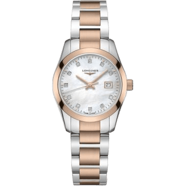 Conquest Classic Quartz 29.5 Stainless Steel / Red Gold PVD / MOP