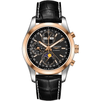 Conquest Classic Moonphase Stainless Steel - Red Gold / Black