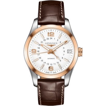Conquest Classic 42 GMT Stainless Steel - Red Gold / Silver