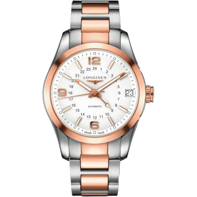 Conquest Classic 42 GMT Stainless Steel - Red Gold / Silver / Bracelet