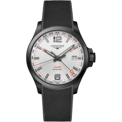 Longines Conquest V.H.P. GMT 43 PVD / Silver / Rubber L3.728.2.76.9