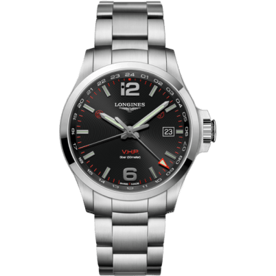 Longines Conquest V.H.P. GMT 43 Stainless Steel / Black / Bracelet L3.728.4.56.6