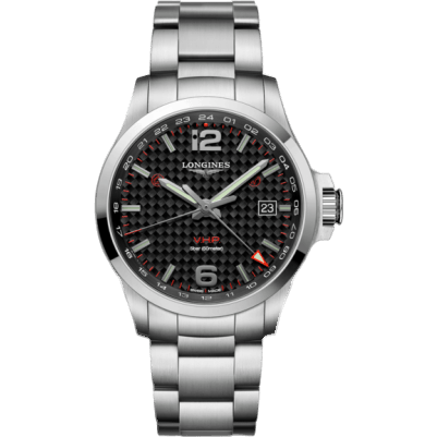 Longines Conquest V.H.P. GMT 43 Stainless Steel / Carbon / Bracelet L3.728.4.66.6