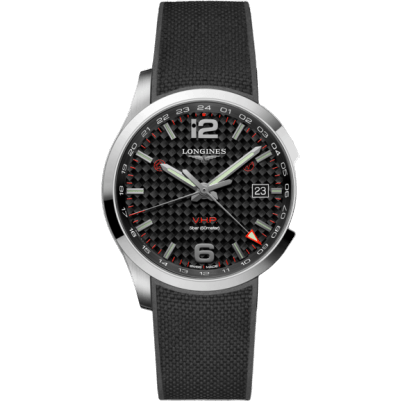 Longines Conquest V.H.P. GMT 43 Stainless Steel / Carbon / Rubber L3.728.4.66.9
