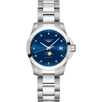 Conquest 34 Quartz Moonphase Stainless Steel / Blue / Bracelet