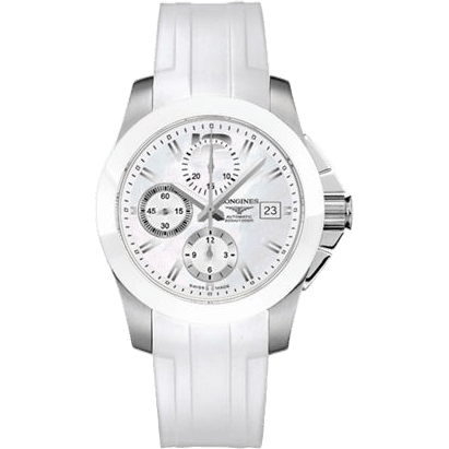 Conquest Chronograph White Ceramic Rubber