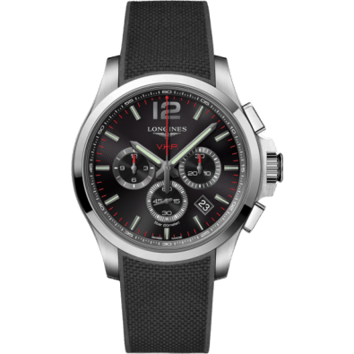 Conquest V.H.P. Chronograph 44 Stainless Steel / Black / Rubber