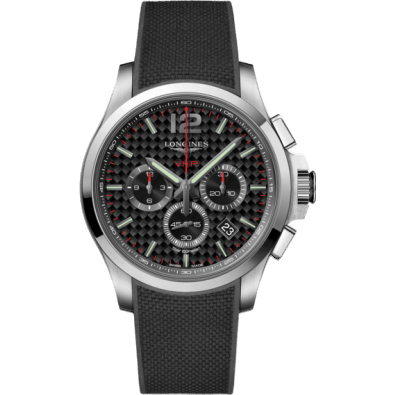 Conquest V.H.P. Chronograph 44 Stainless Steel / Carbon / Rubber