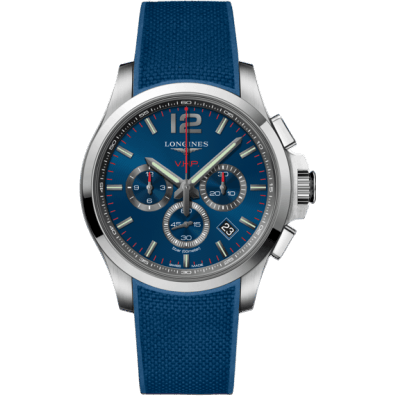 Conquest V.H.P. Chronograph 44 Stainless Steel / Blue / Rubber