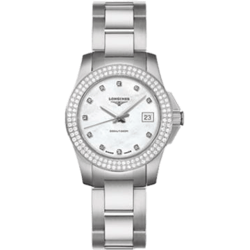Conquest 29.5 Quartz Stainless Steel Double Row Diamond Bezel