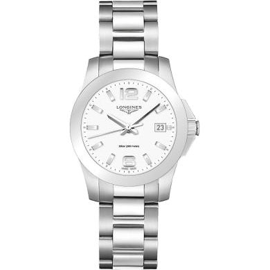 Conquest Quartz 34 Stainless Steel / White