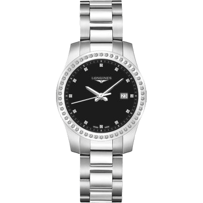 Conquest Quartz 36 Stainless Steel - Diamond / Black