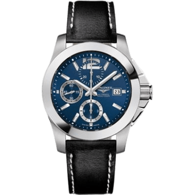 Conquest Chronograph Blue Leather