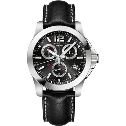 Conquest Chronograph Quartz 41 Stainless Steel / Black / Strap
