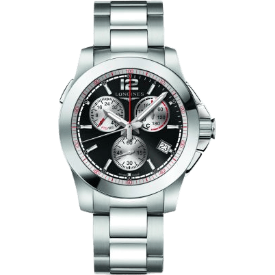 Longines Conquest Chronograph Quartz Jumping 41 Stainless Steel / Black / Bracelet L3.701.4.56.6