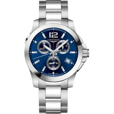 Longines Conquest Chronograph Quartz 41 Stainless Steel / Blue / Bracelet L3.702.4.96.6