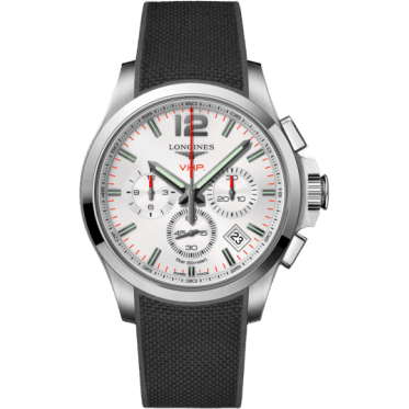 Conquest V.H.P. Chronograph 42 Stainless Steel / Silver / Rubber